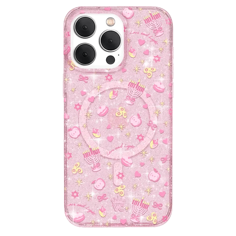 Pink Hanukkah Glitter iPhone Case