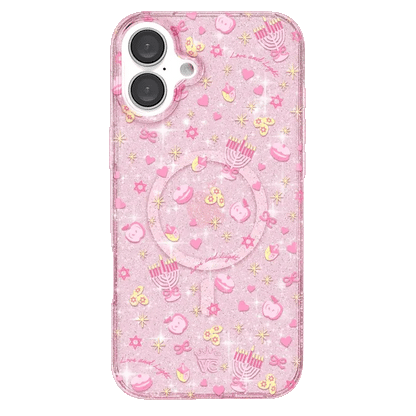 Pink Hanukkah Glitter iPhone Case