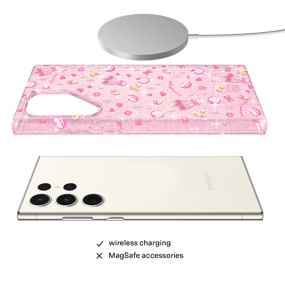 Pink Hanukkah Glitter Samsung Case