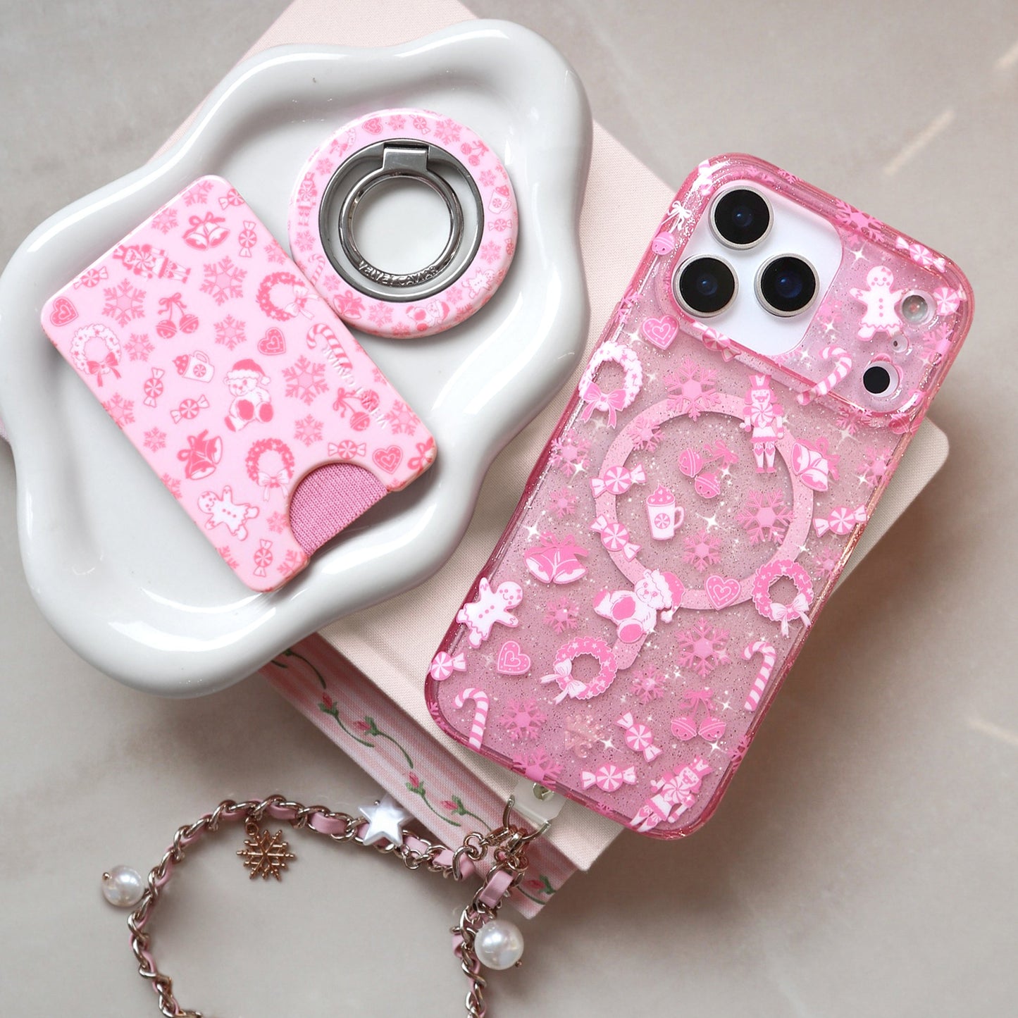 Pink Christmas MagSafe Wallet