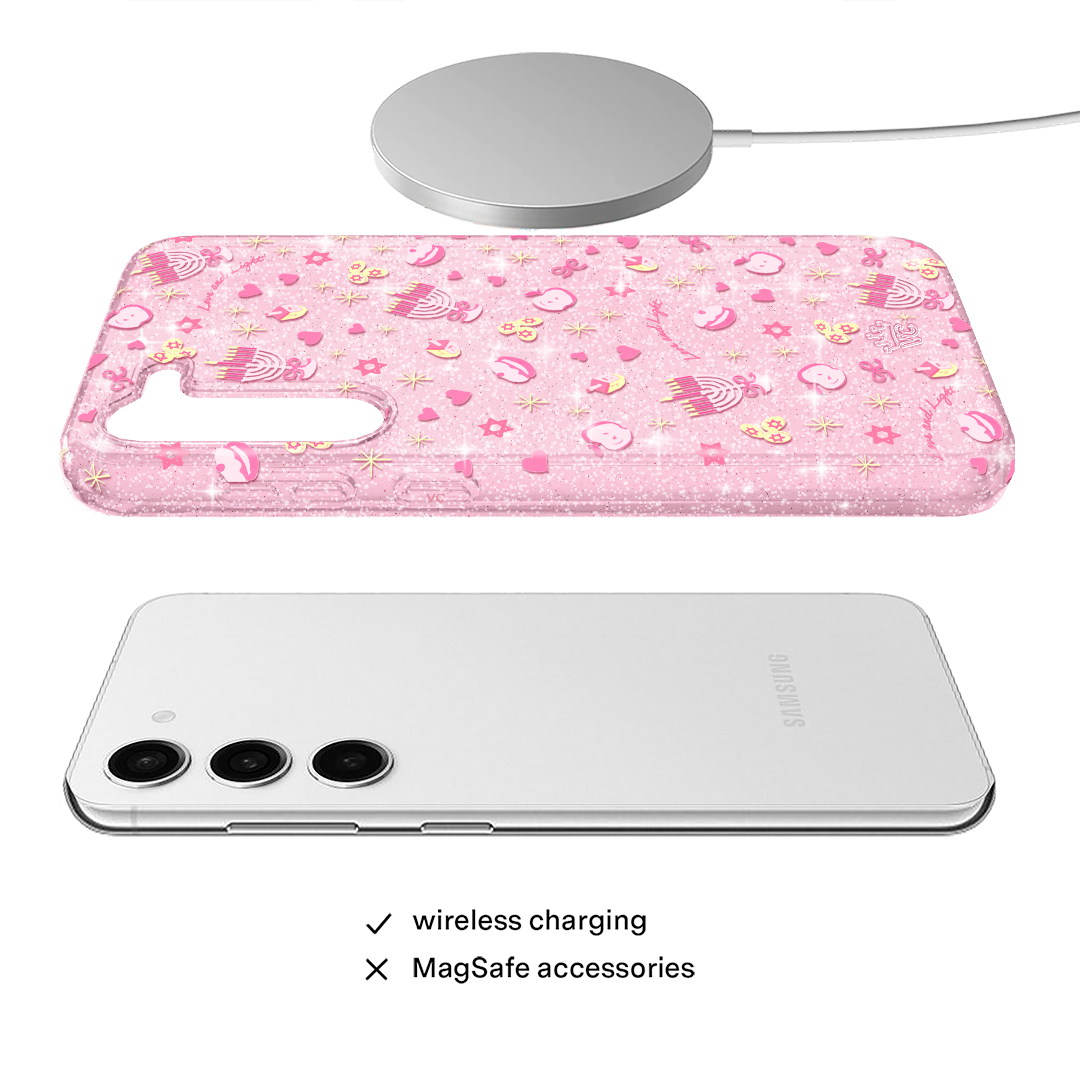 Pink Hanukkah Glitter Samsung Case