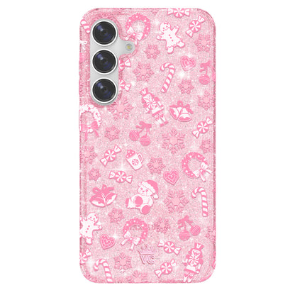 Pink Christmas Glitter Samsung Case