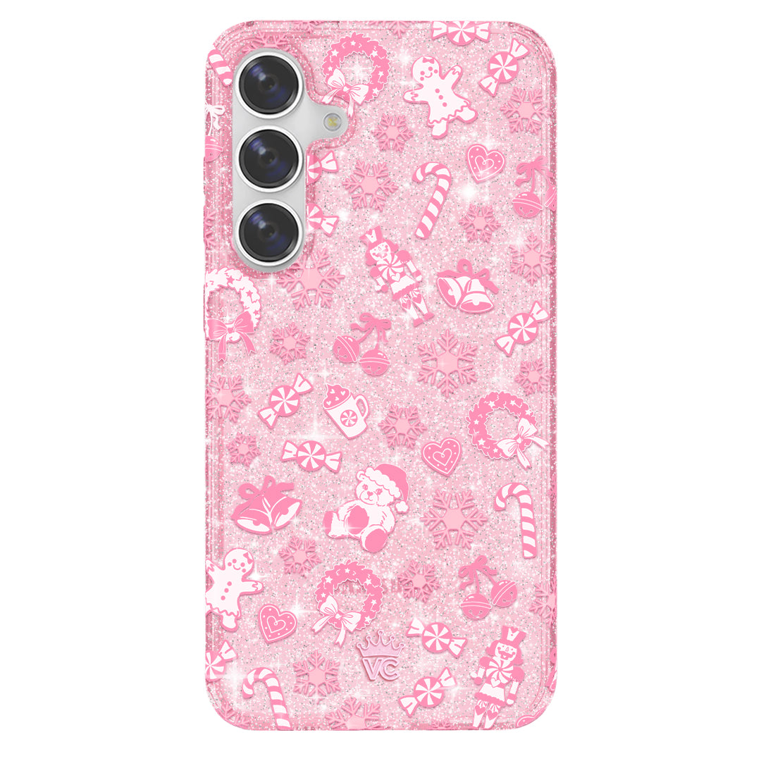 Pink Christmas Glitter Samsung Case
