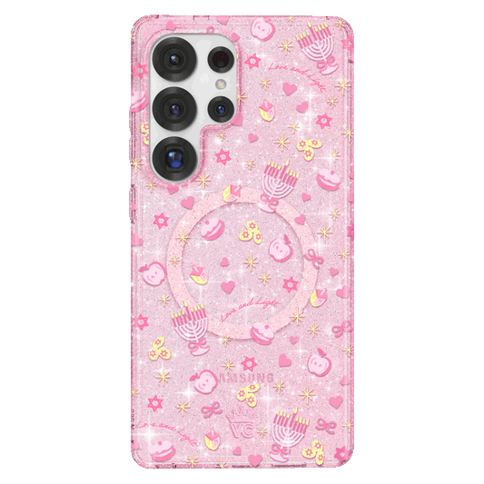 Pink Hanukkah Glitter Samsung Case