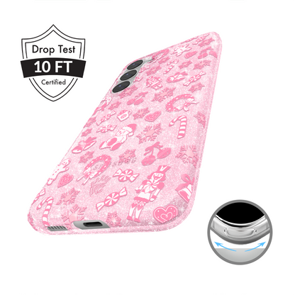 Pink Christmas Glitter Samsung Case