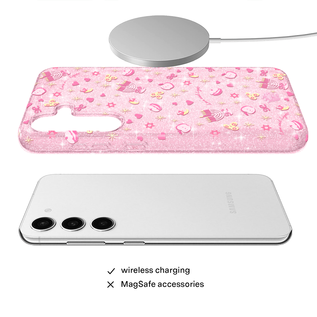 Pink Hanukkah Glitter Samsung Case