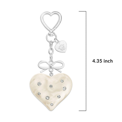 Cream Crystal Heart Bag Charm