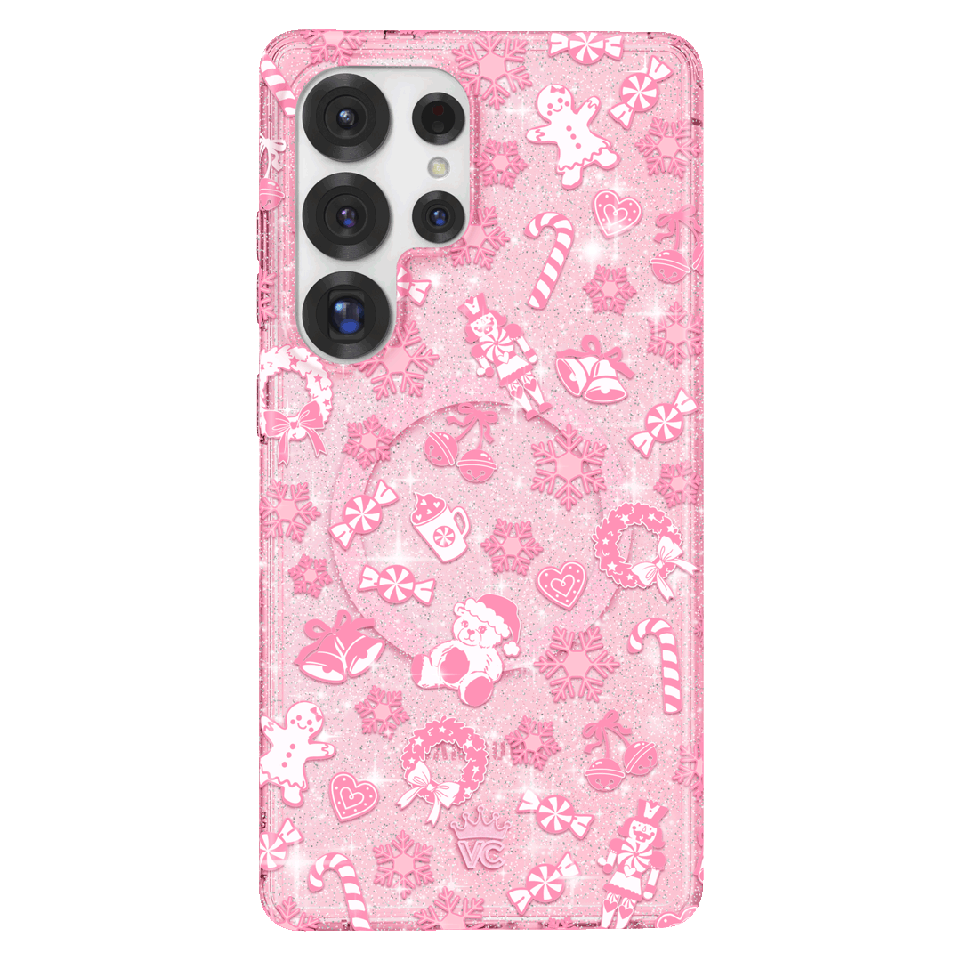 Pink Christmas Glitter Samsung Case