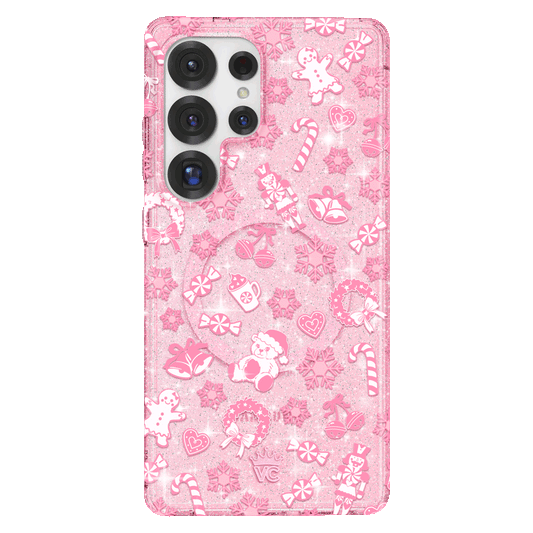 Pink Christmas Glitter Samsung Case