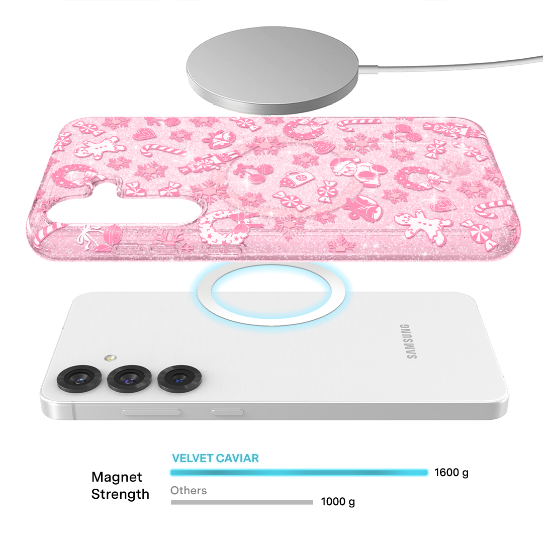 Pink Christmas Glitter Samsung Case