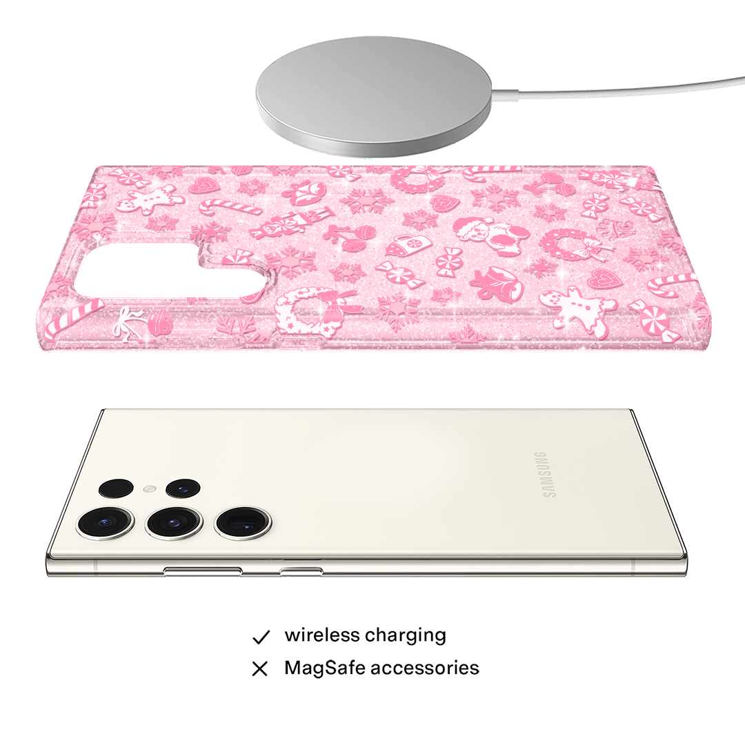Pink Christmas Glitter Samsung Case