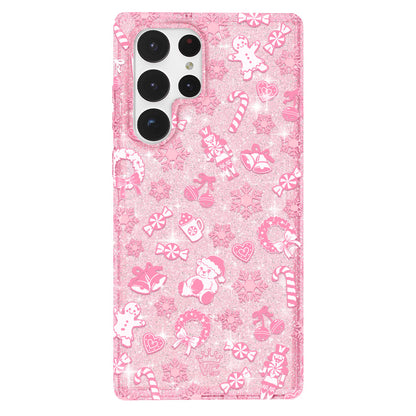 Pink Christmas Glitter Samsung Case