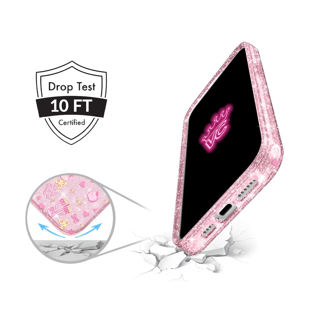 Pink Hanukkah Glitter iPhone Case