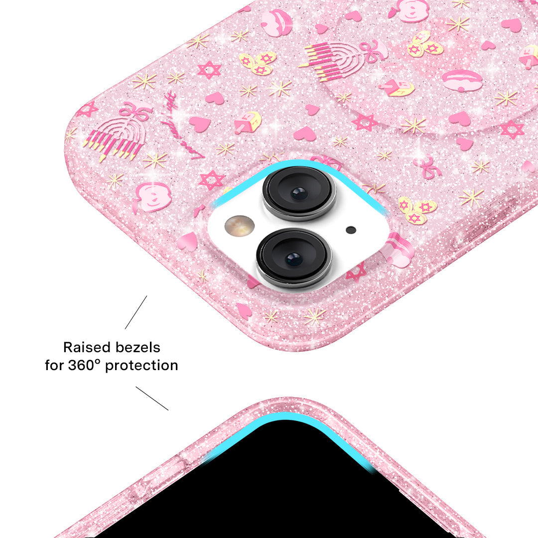 Pink Hanukkah Glitter iPhone Case