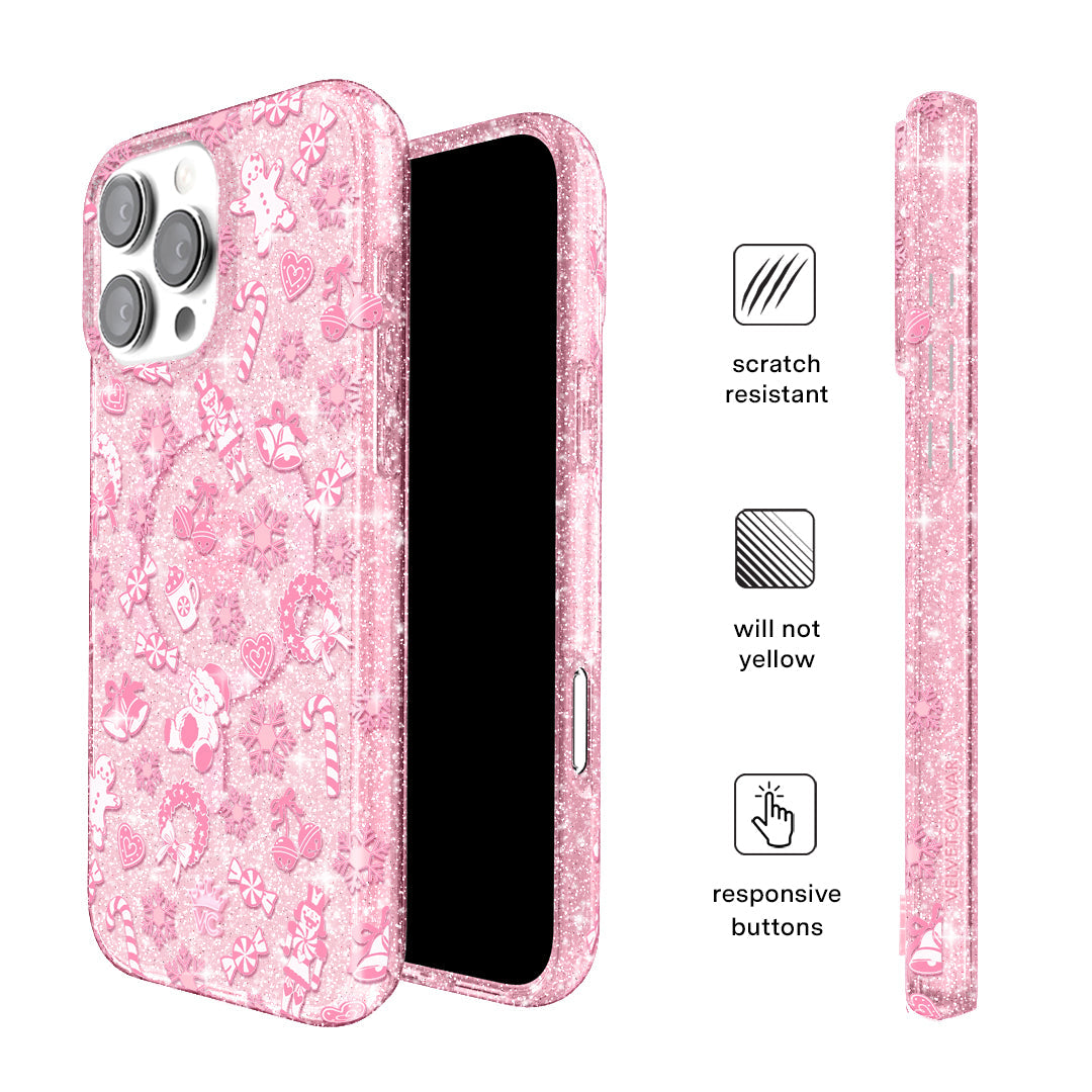 Pink Christmas Glitter iPhone Case