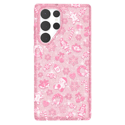 Pink Christmas Glitter Samsung Case