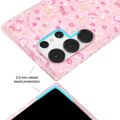 Pink Hanukkah Glitter Samsung Case