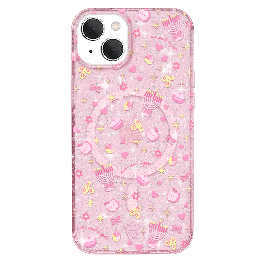 Pink Hanukkah Glitter iPhone Case