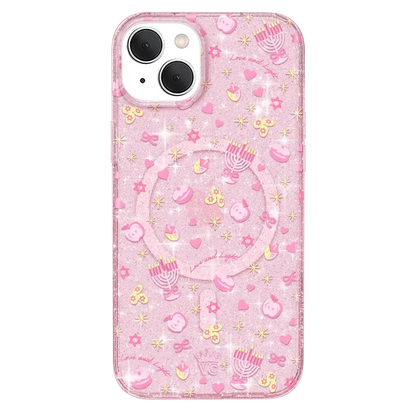 Pink Hanukkah Glitter iPhone Case