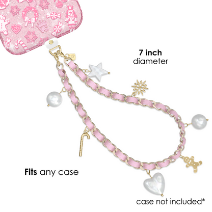 Pink Holiday Leather Chain Phone Charm