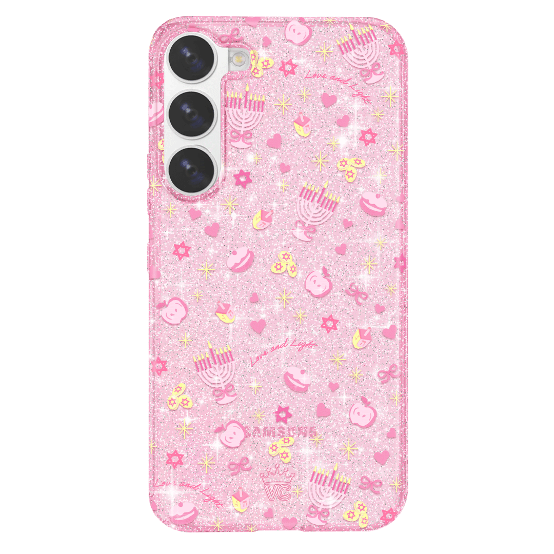 Pink Hanukkah Glitter Samsung Case