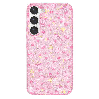 Pink Hanukkah Glitter Samsung Case