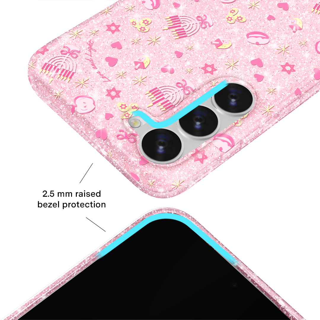 Pink Hanukkah Glitter Samsung Case
