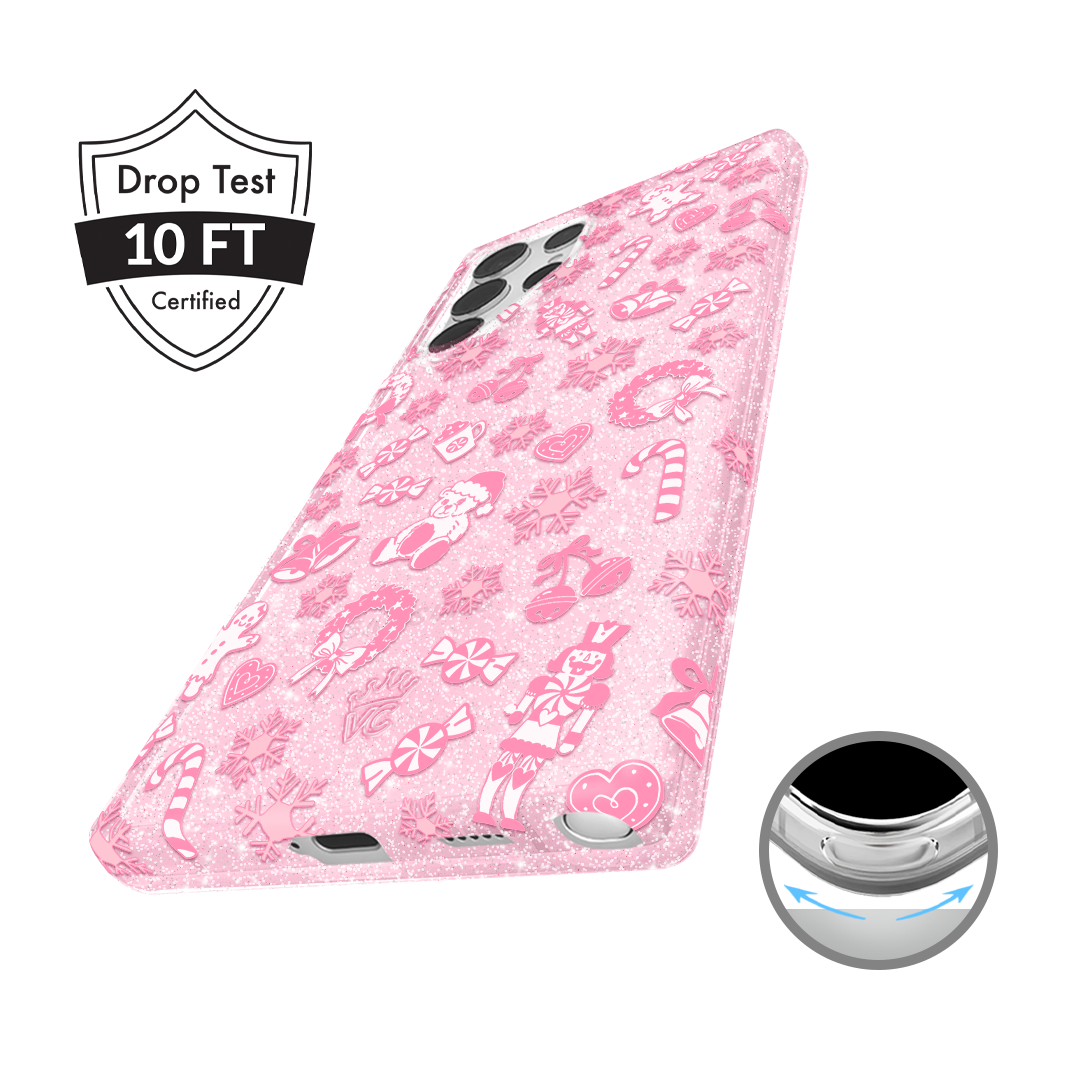 Pink Christmas Glitter Samsung Case