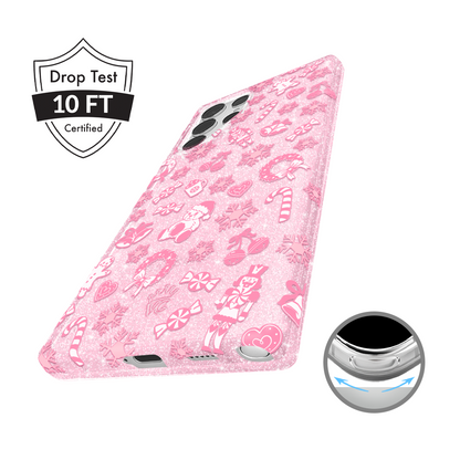 Pink Christmas Glitter Samsung Case