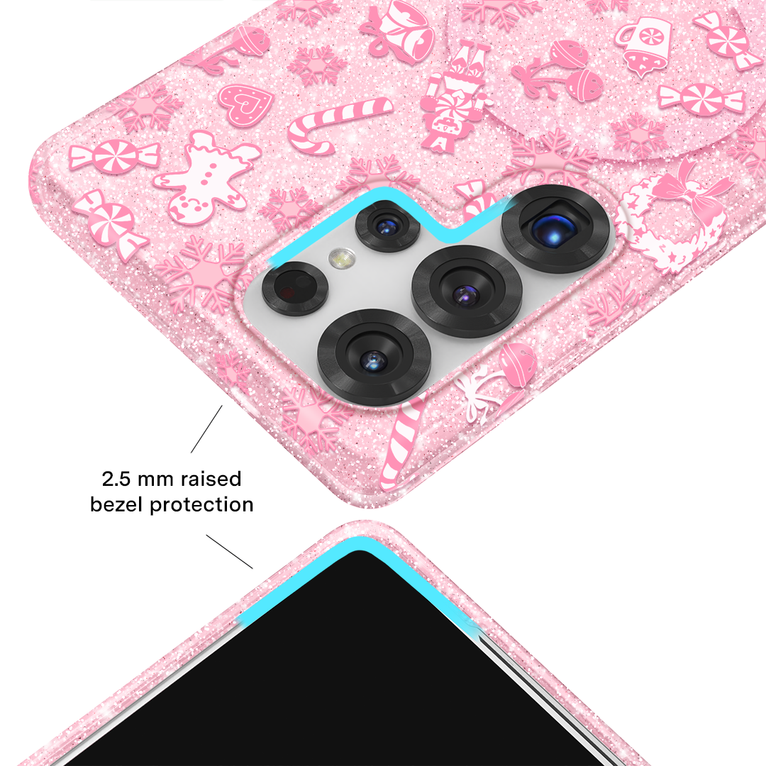 Pink Christmas Glitter Samsung Case
