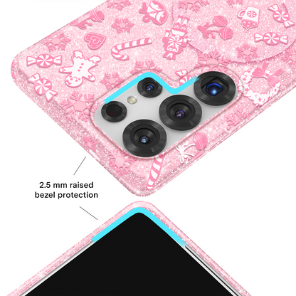Pink Christmas Glitter Samsung Case