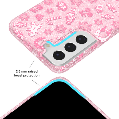 Pink Christmas Glitter Samsung Case