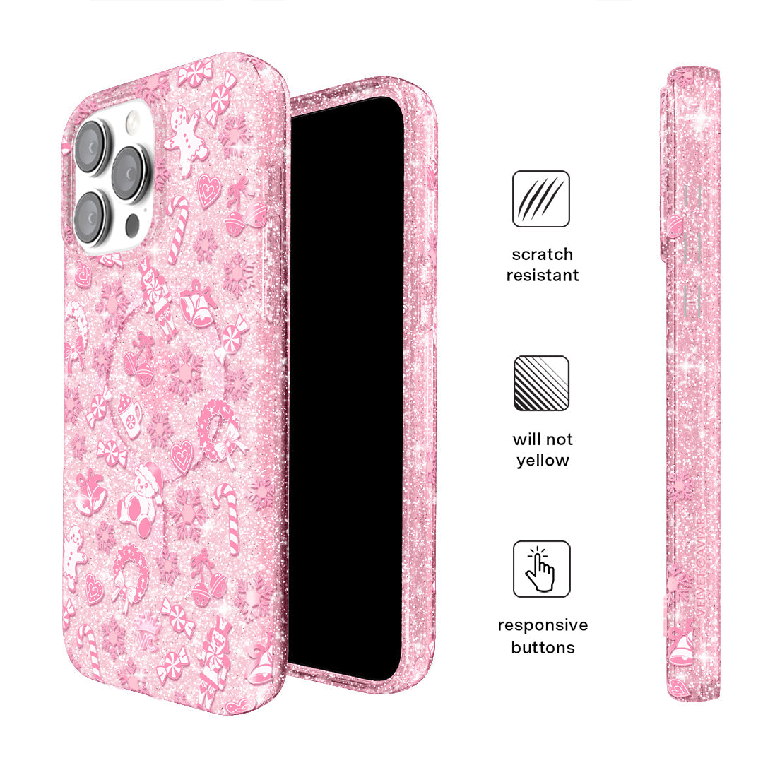 Pink Christmas Glitter iPhone Case