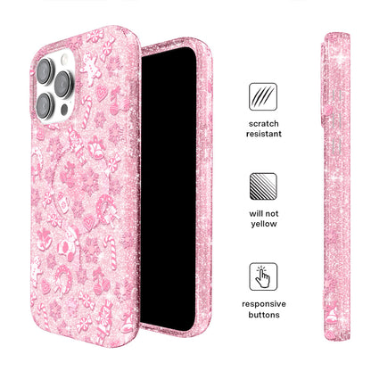 Pink Christmas Glitter iPhone Case