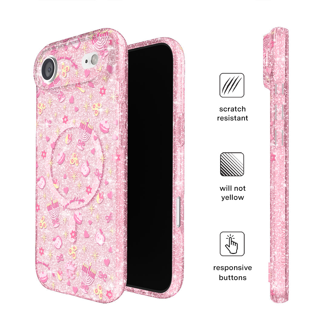 Pink Hanukkah Glitter iPhone Case