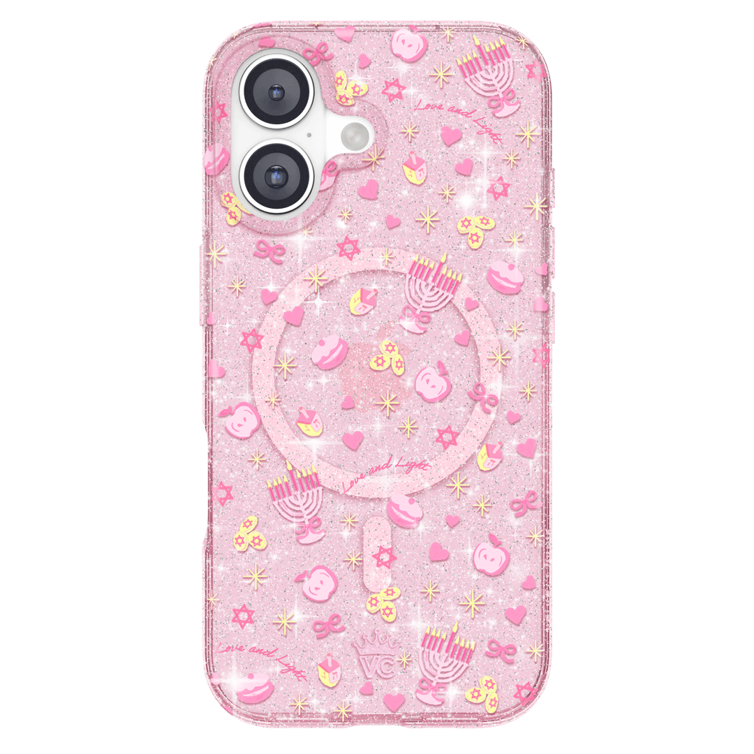 Pink Hanukkah Glitter iPhone Case