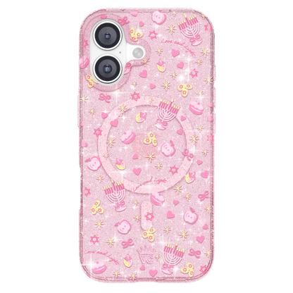 Pink Hanukkah Glitter iPhone Case