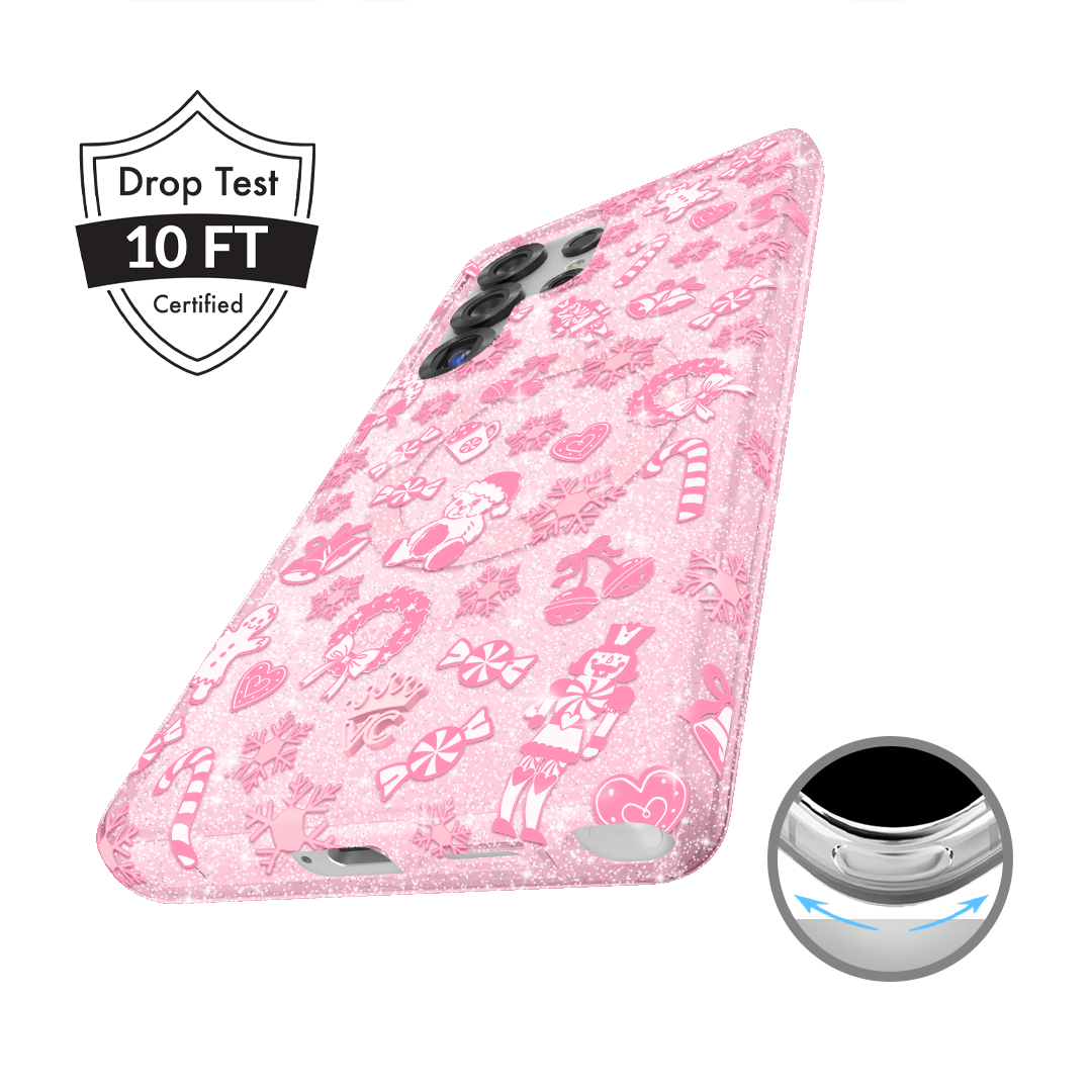 Pink Christmas Glitter Samsung Case