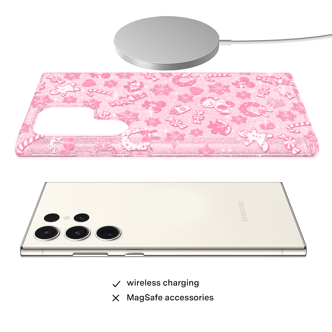 Pink Christmas Glitter Samsung Case