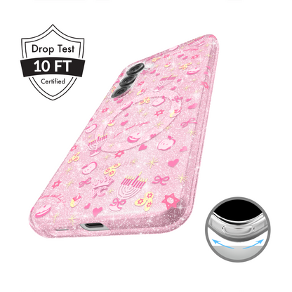 Pink Hanukkah Glitter Samsung Case