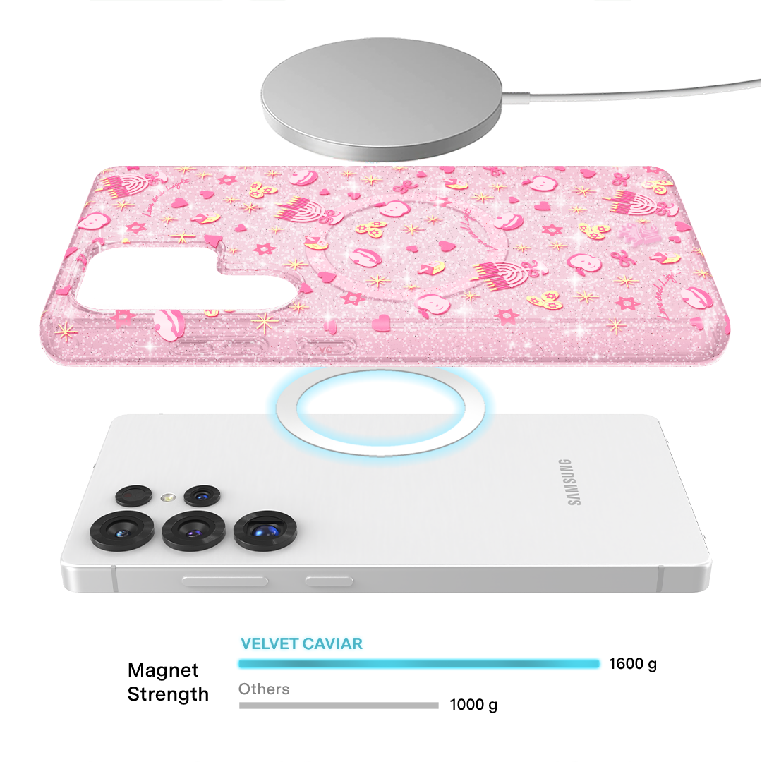 Pink Hanukkah Glitter Samsung Case