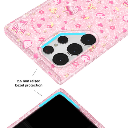 Pink Hanukkah Glitter Samsung Case