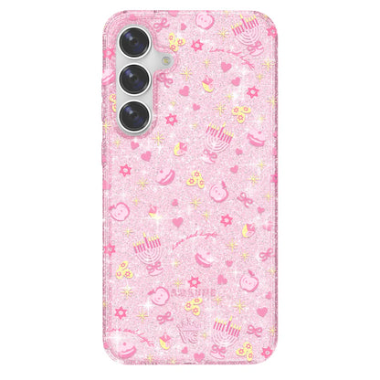 Pink Hanukkah Glitter Samsung Case