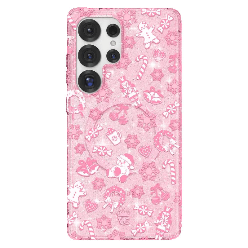 Pink Christmas Glitter Samsung Case