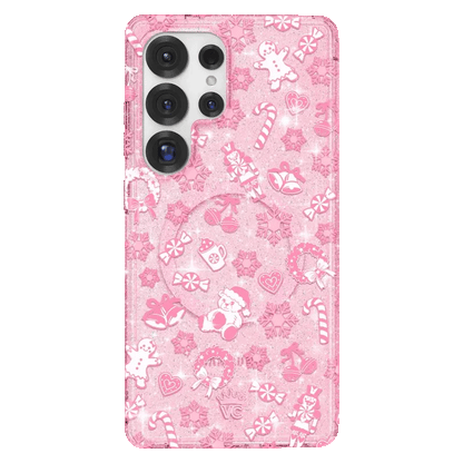 Pink Christmas Glitter Samsung Case