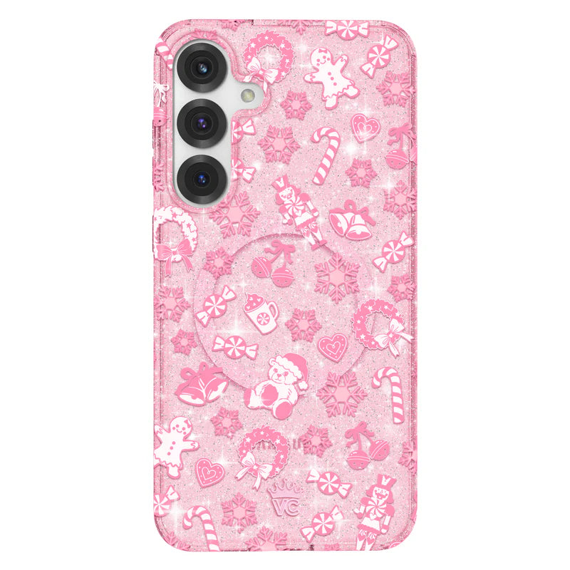 Pink Christmas Glitter Samsung Case